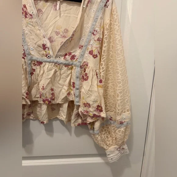 FREE PEOPLE Boogie All Night Blouse in Ivory - Small - Picture 15 of 16